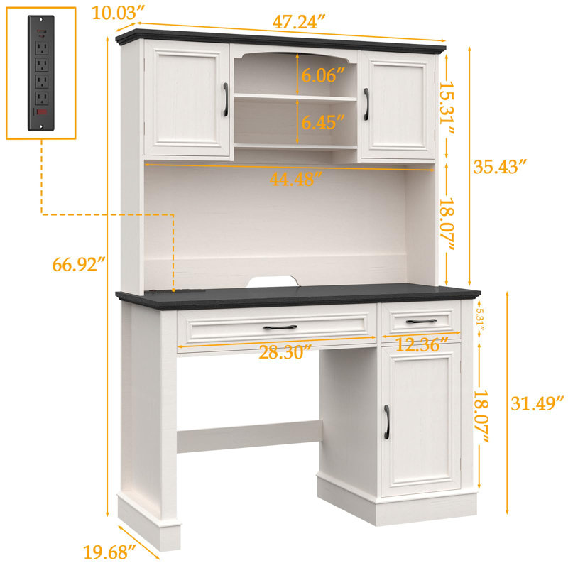 Bureau double caisson Farmhouse, Noir, noir, noir, noir