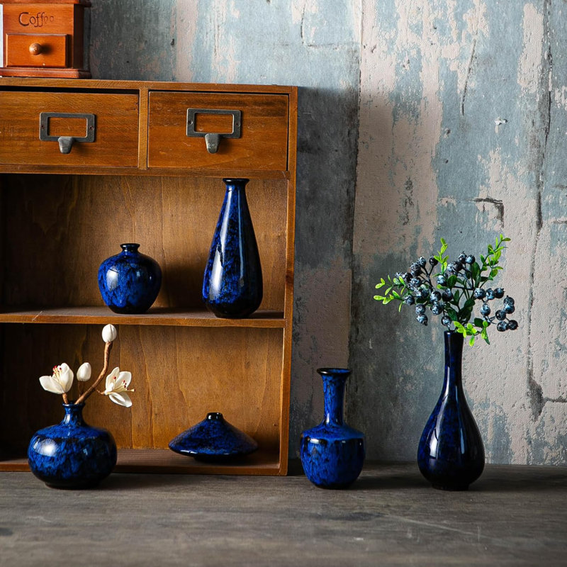 Blue Ceramic Flower Bud Vase