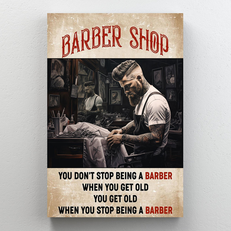 «When You Stop Being A Barber», reproduction sur toile, H 36 po x l 24 po x P 1,25 po
