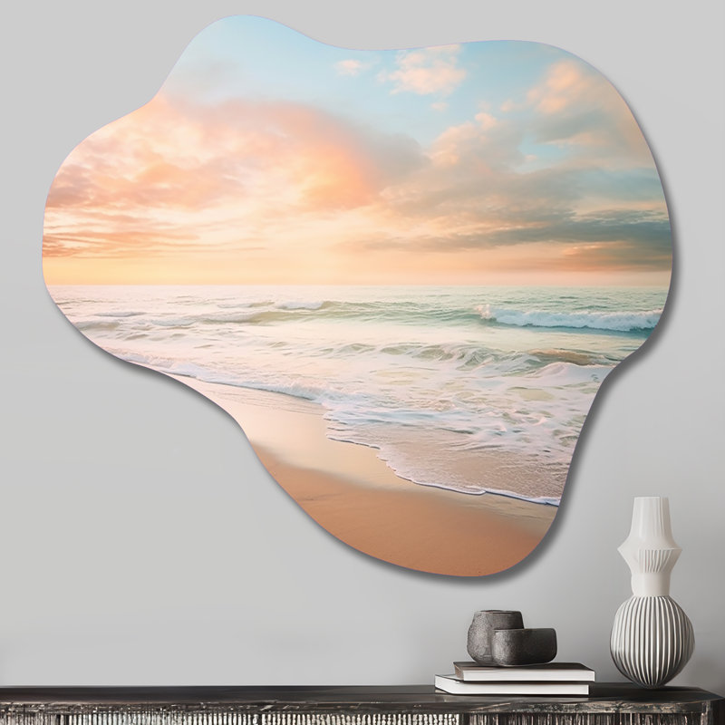Pateros - art mural en métal plage côtière asymétrique, sculpture murale en métal nuage, H 22 po x l 30 po 
