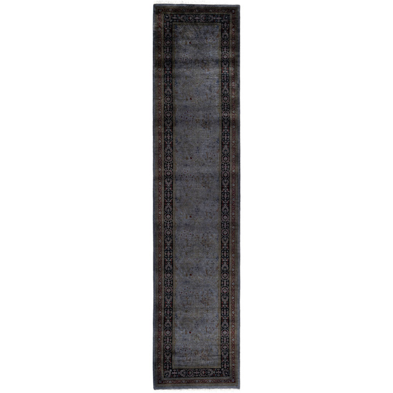 Overdyed One-of-a-Kind 2' 7" X 11' 6" Hand Knotted Area Rug
