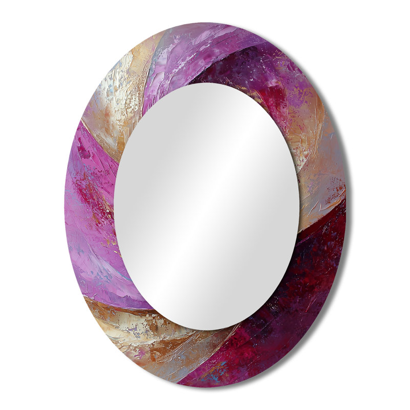 Abstrait abstrait lavande Tranquility Balance I - miroir ovale doré, 43 po x 33 po