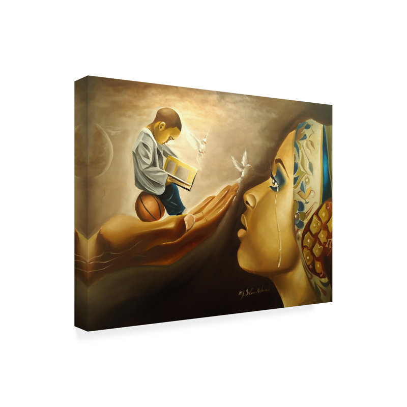 «Mother Behold Your Child» par Salaam Muhammad - peinture sur toile tendue, H 24 po x l 32 po x P 2 po