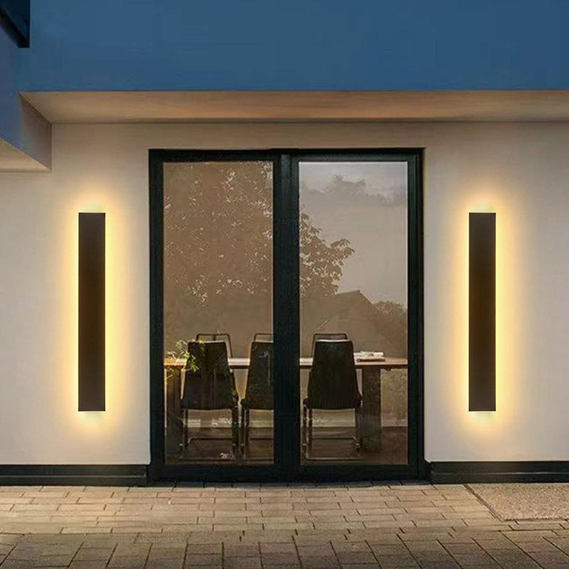 Applique murale d'extérieur à DEL 39,4 "moderne et imperméable noire pour porche ou jardin extérieur