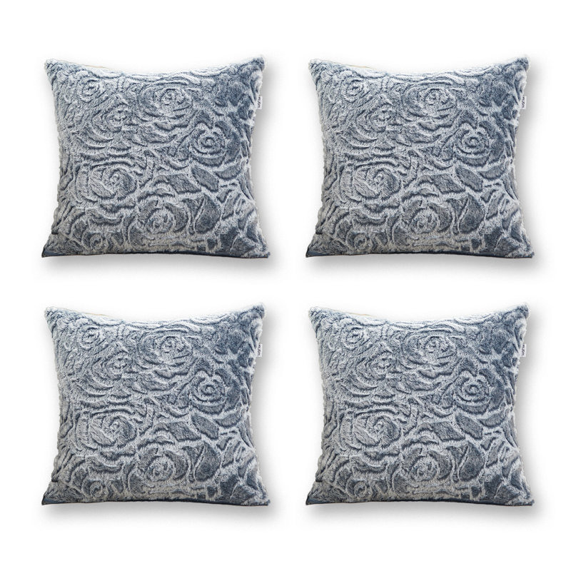 Velvet Flowers Velvet Reversible Pillow Cover, Blue