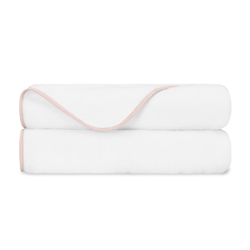Bodrum 2-pc Bath Towel Set, White/Lt Pink