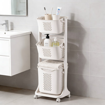 42.7" Tall Plastic Laundry Basket Organizer, 4-Tier Dirty Clothes Hamper Storage Rack For Bathroom Bedroom Laundry Room