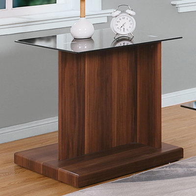 Table de bout contemporaine 22,5 po, noir / noyer foncé