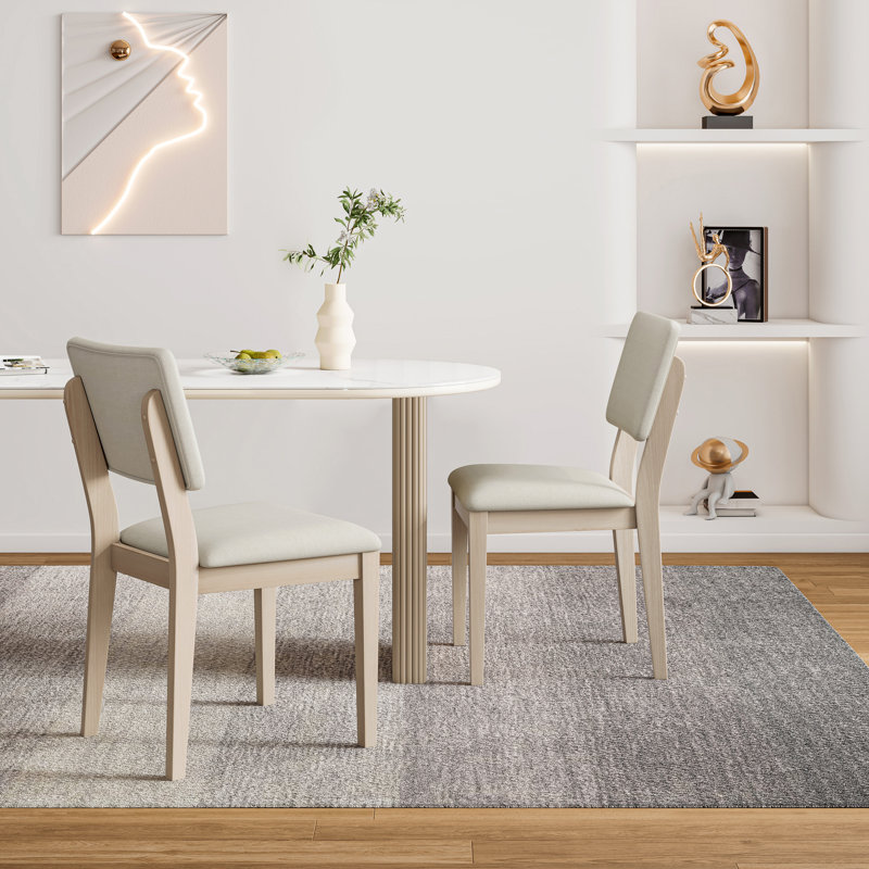 Chaise de salle à manger Du Cap en gris avec pieds en bois massif de couleur blanc délavé (ensemble de 2)