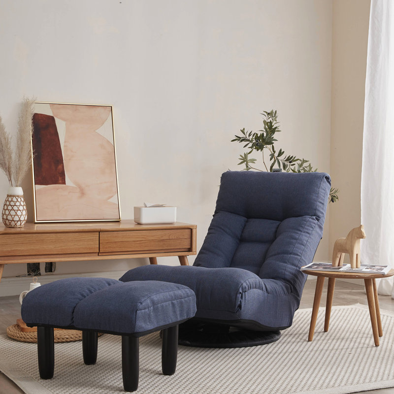 Navy Lazy Chair With Spring Seat Bag, Adjustable Back - For Comfort Metal Floor Linen Filler, Sections & Rotatable Bottom 23.96 In. Width Package