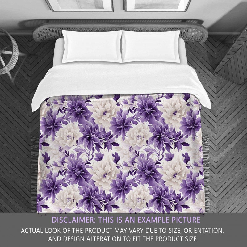 Polyester Floral Comforter, Twin Extra Long Comforter, Purple/White