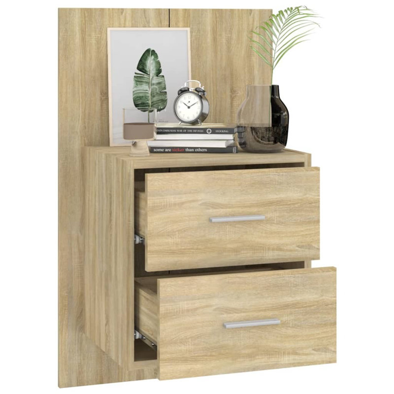 Jaiceon Wall-mounted Bedside Cabinet, Sonoma Oak