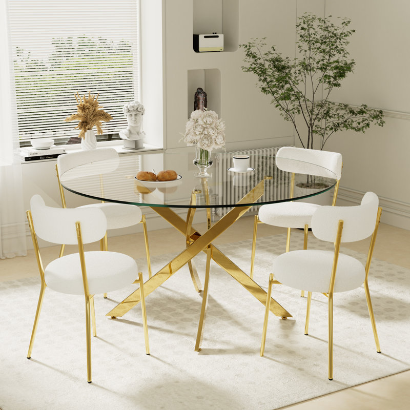 Ensemble de table de salle à manger 5 pièces pour 4 personnes, Blanc, H 29,5 po x L 47 po x l 47 po