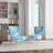 Blue Trendy Geometric - Velvet Upholstered Patterned Accent Side Chair