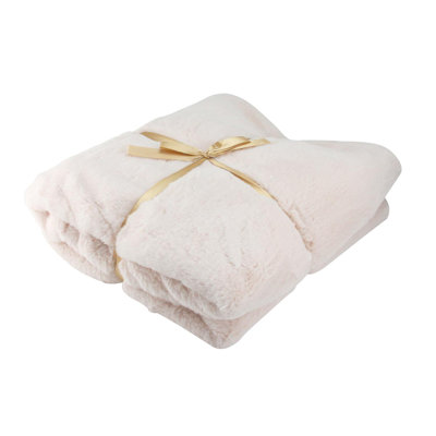 Pink and White Contemporary Solid Throw Blanket 50" x 60"