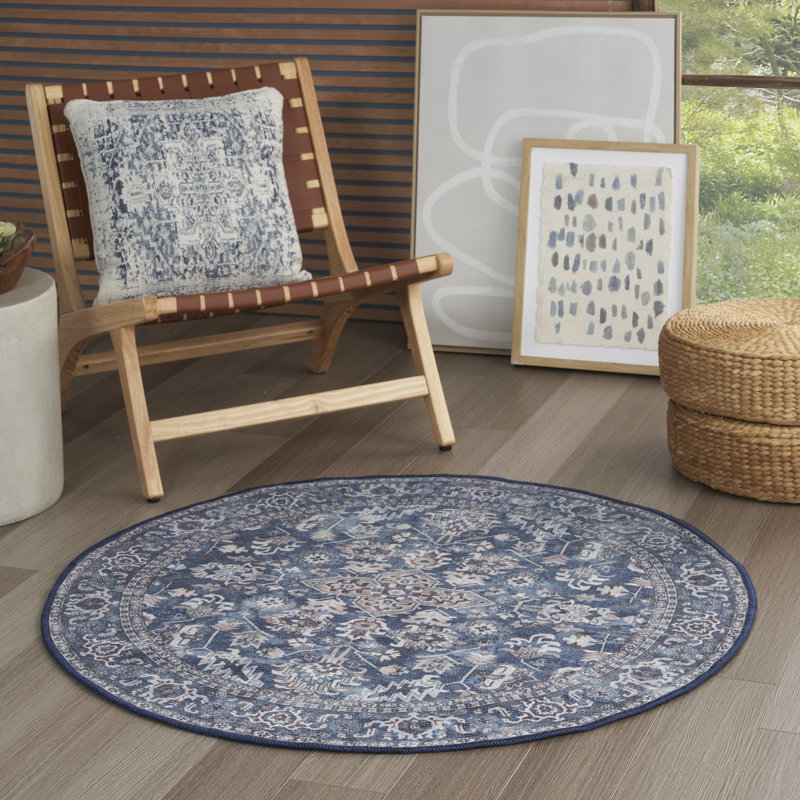 Washable Oriental Rug, Round 4'