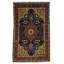 Tapis oriental bleu marine / jaune en laine et en coton 3 pi x 5 pi Pasiley