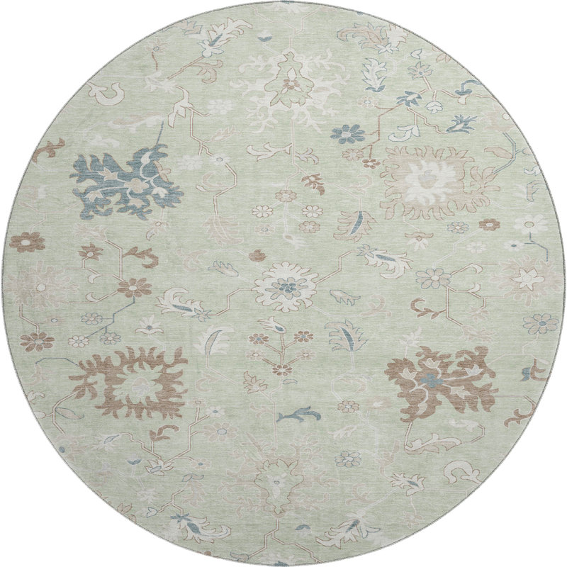 Premium Machine Washable Crestover AMF1854 Global Rug, Round 8'