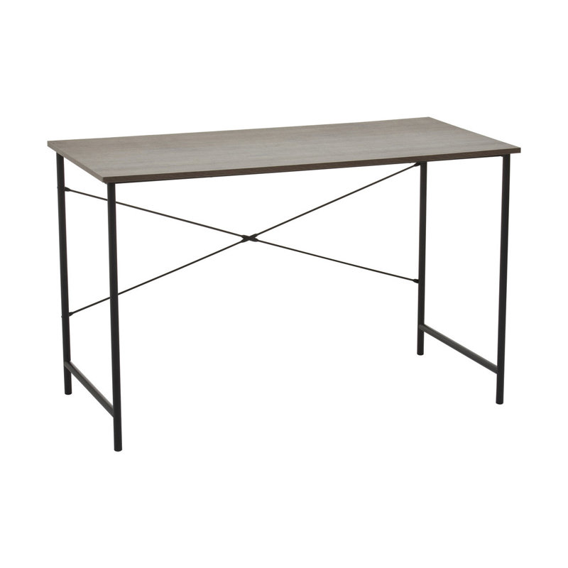 Octa Metal Base Writing Desk, Dark Oak