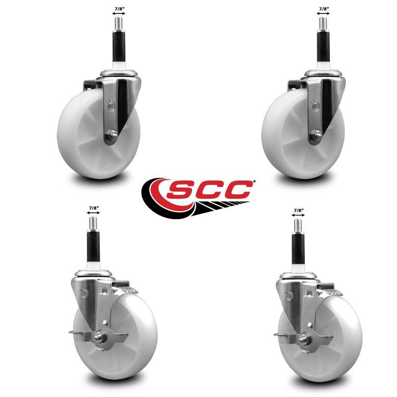 Ensemble de roulettes extensibles pivotantes en nylon 7/8 pouces à 2 roues SCC