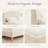  Queen Size French Retro Wingback Bed Frame, Teddy Fabric Upholstered, Sturdy Slat Support, No Box Spring Needed, Easy Assembly, Beige-1469637796-1469637850