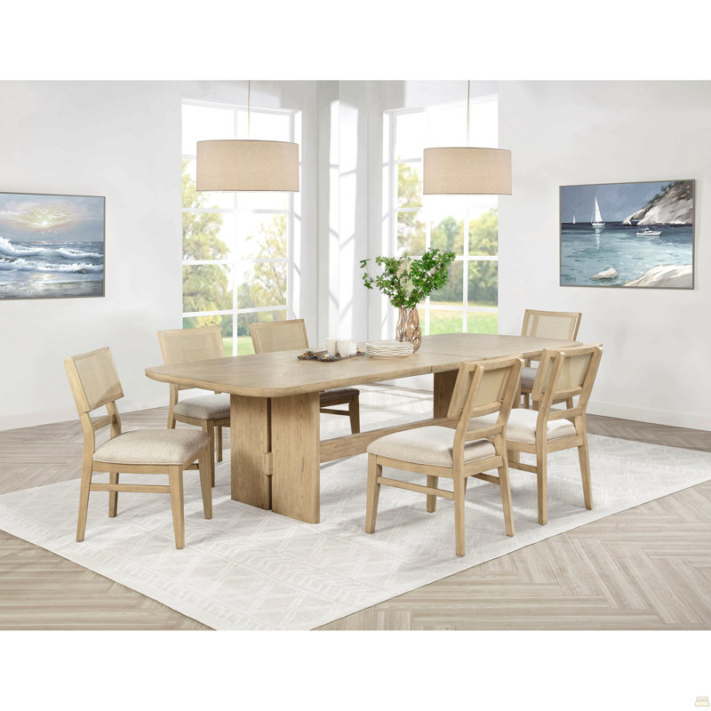 Ensemble de table de salle à manger 7 pièces Beige, 7 pièces : table, 6 chaises