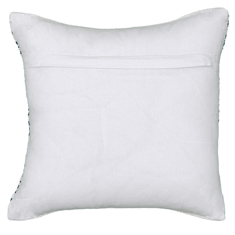Coussin 100% coton tissé à la main, polyester, Chevron bleu, blanc