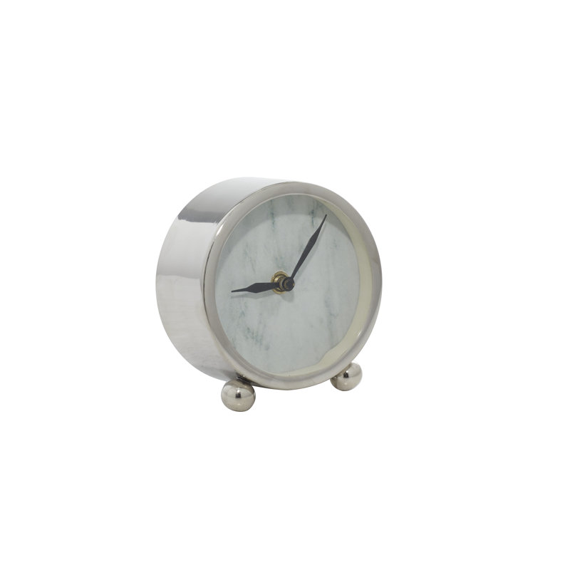 Analog Stainless Steel Mechanical Tabletop Clock, Silver