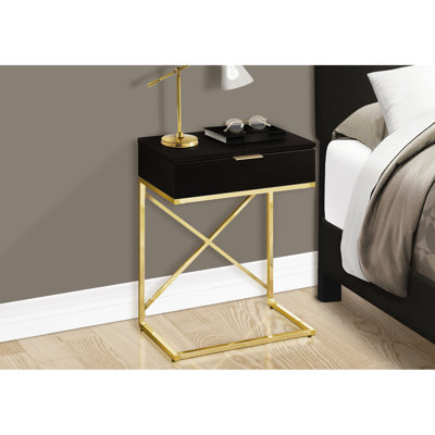 Table d'appoint polyvalente pour la chambre à coucher - brun, design minimaliste en métal doré avec rangement stratifié, structure moderne
