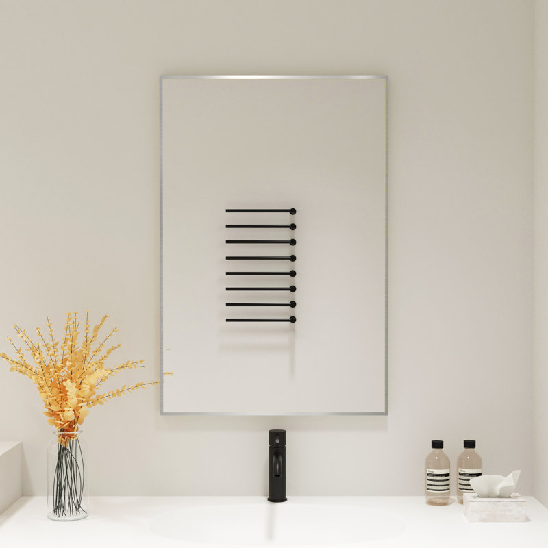 Miroir d'appoint Lesamuel, 24 po x 36 po, Nickel brossé, Rectangulaire