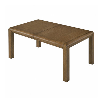 Table de salle à manger Rell avec plateau en placage de chêne noueux et brun antique de 64 à 82 pouces
