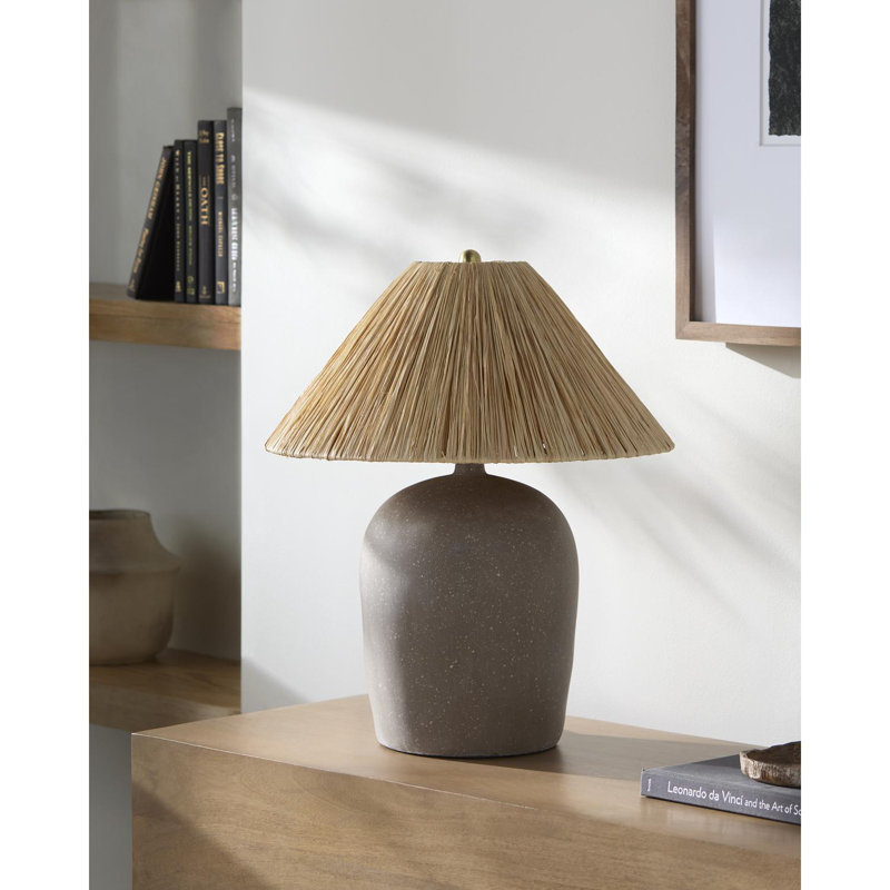 Lampe de table Danica, Brun, Rotin empire