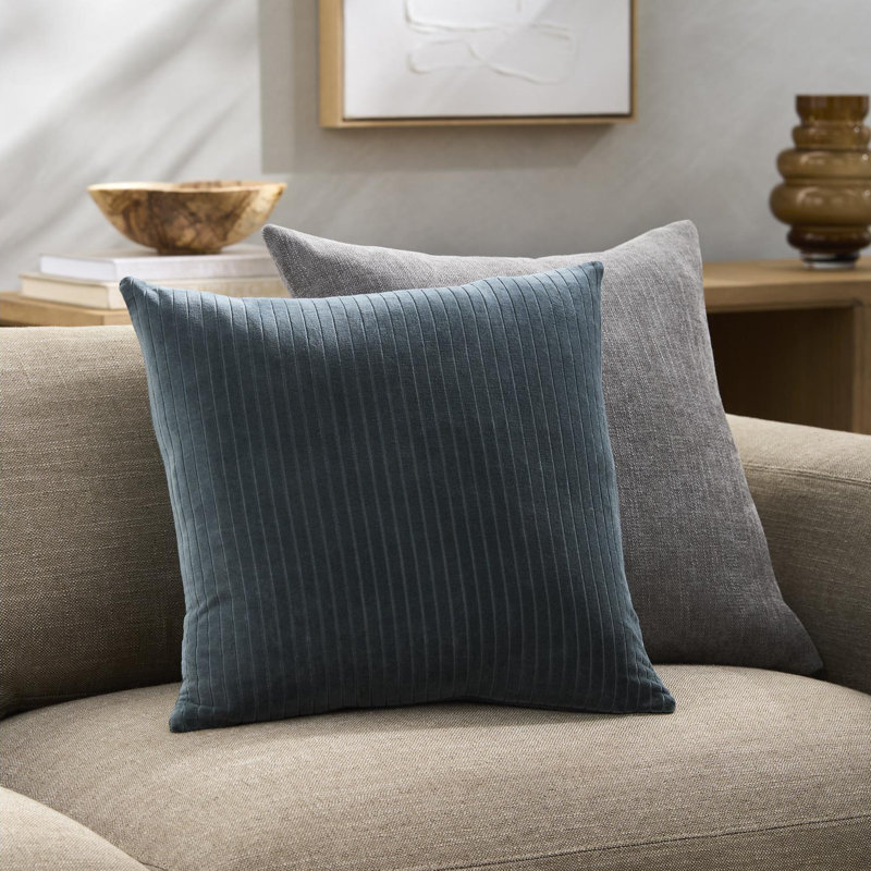 Coussin Alda, Housse de coussin seulement - sans coussin, 20 po x 20 po, Bleu sarcelle foncée