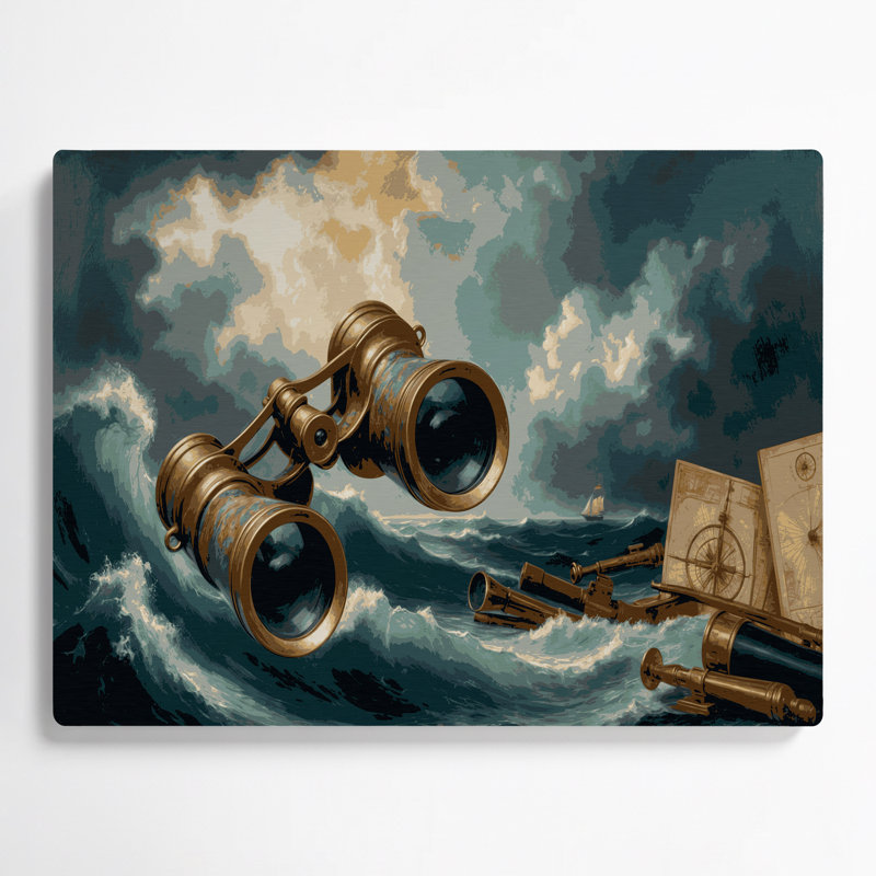 Art mural en métal noir Jumelles nautiques, H 11 po x l 14 po