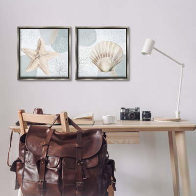 Ensemble de 2 toiles flottantes Scallop Starfish Sealife par Patricia Pinto