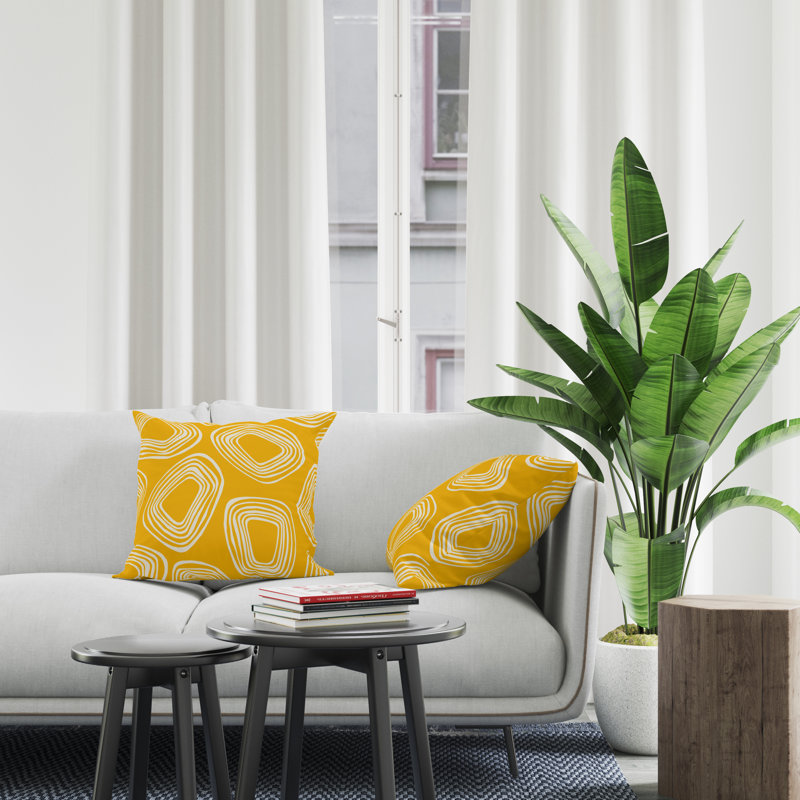 Housse et insert de coussin décoratif en polyester, L 15 po x H 15 po, Jaune