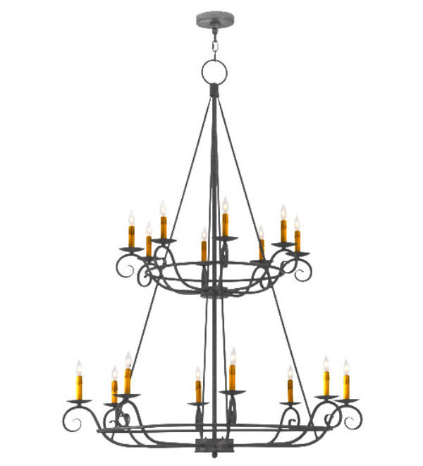 Lustre à niveaux 16 lumières de style bougie Estrella, Étain, Peint pour assortir
