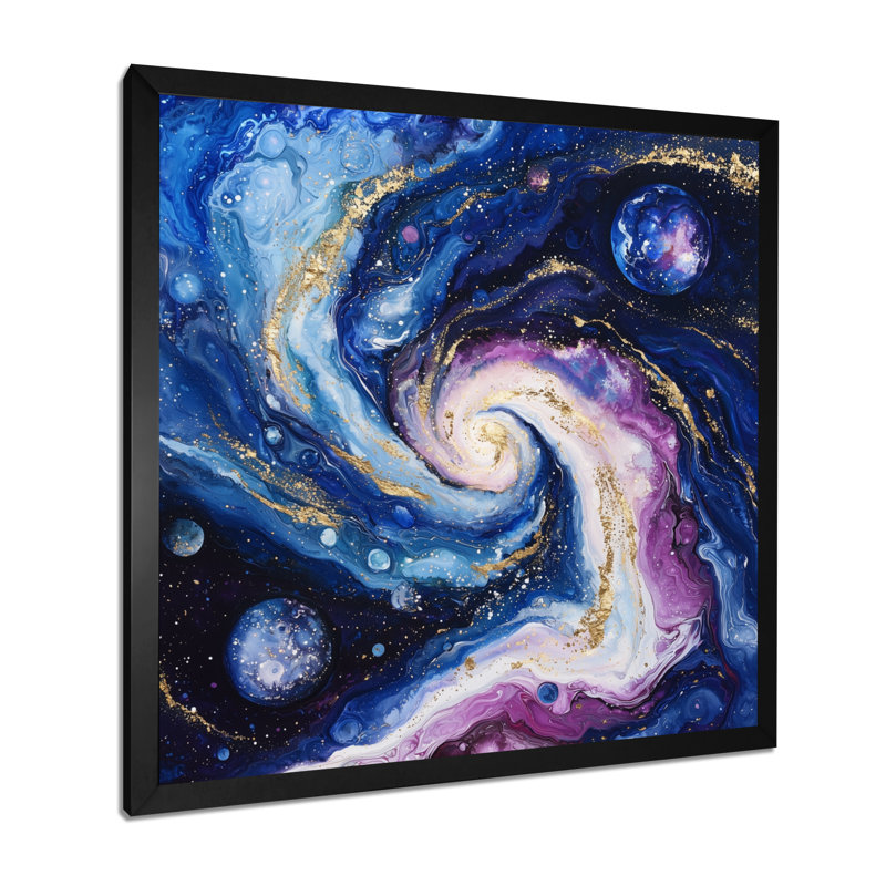 Planètes dans le système solaire dans l'espace II - art mural espace, Reproduction encadrée, Noir, H 16 po x l 16 po