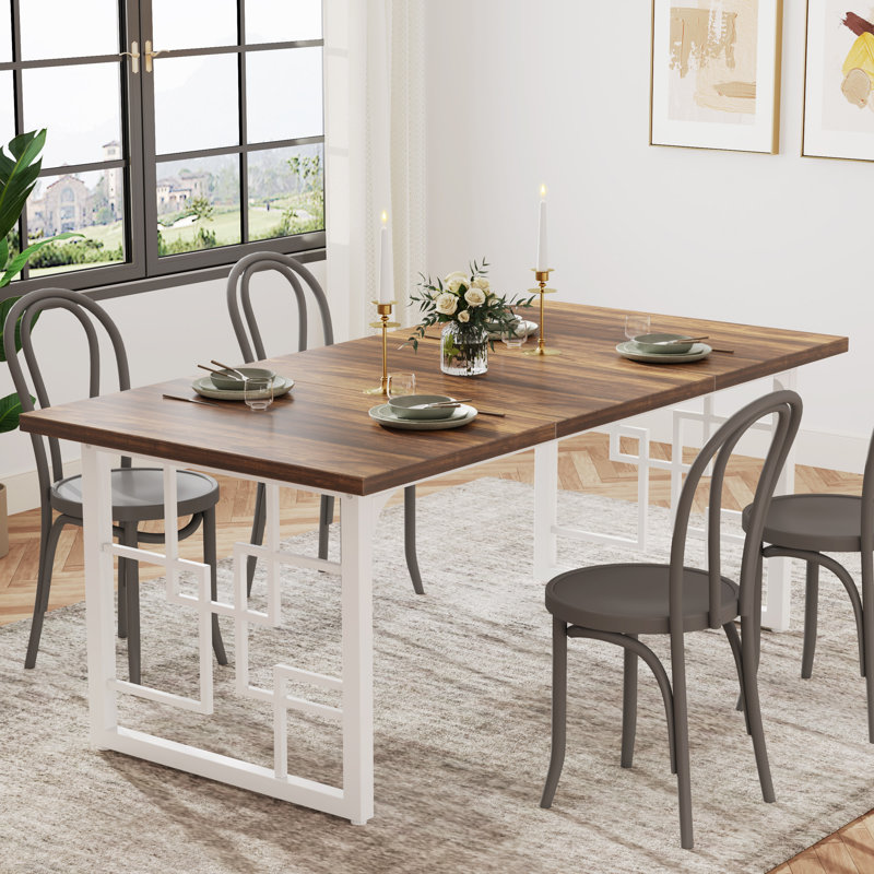 Rectangular 160Cm L x 80Cm W Dining Table, White, Brown