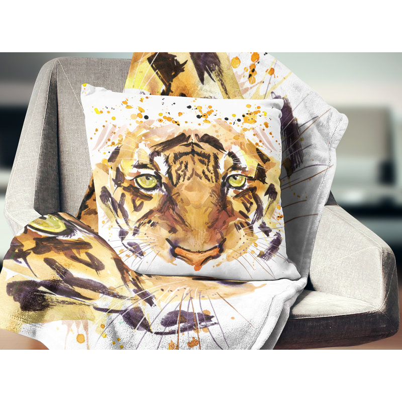 Eyes with Fire - Coussin décoratif à imprimé animal, 16 po x 1 po, Carré