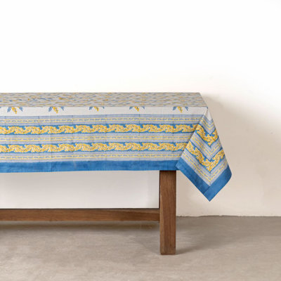 Nappe Sebring - bleu et jaune - 71 po x 106 po