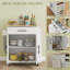 Îlot de cuisine avec rangement, chariot de cuisine roulant avec prises CA et ports USB HOMcom, support pour micro-ondes avec serviette et support à épices-888906953