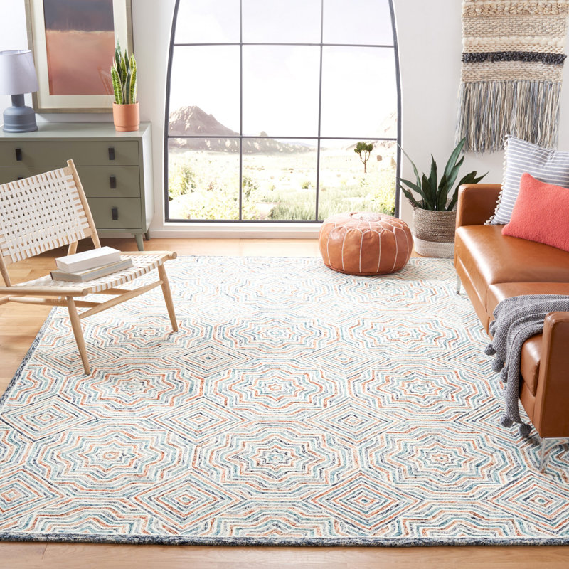 Daly Hand Tufted Wool Geometric Rug, Rectangle 9' x 12'