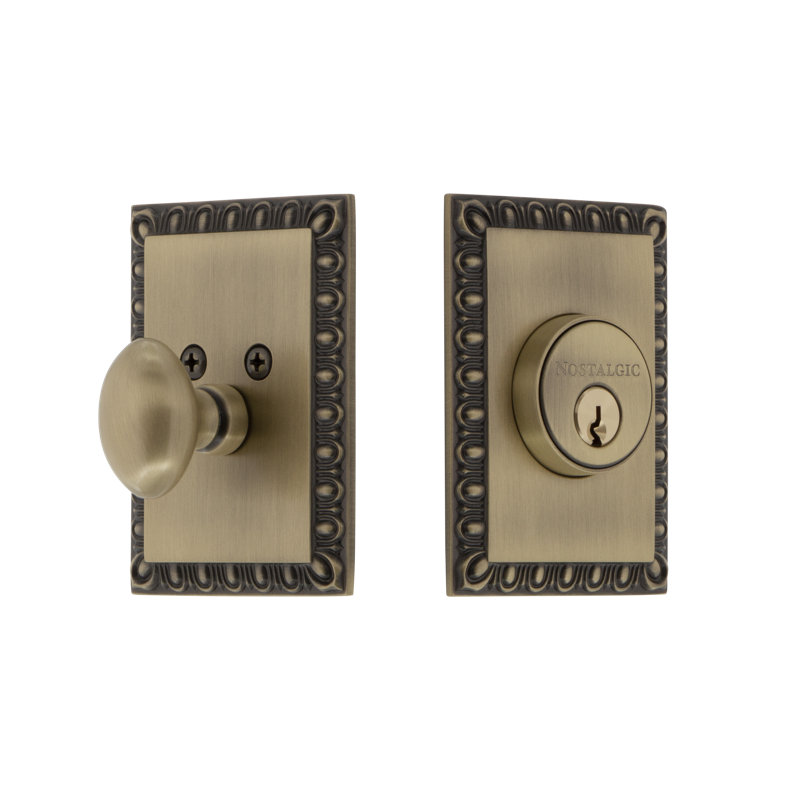 Nostalgic Warehouse Neoclassical Single Cylinder Deadbolt, Antique Brass, 2.75"