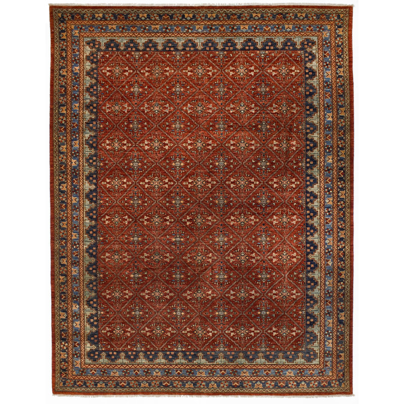 Tapis traditionnel rouge et bleu marine 9 x 12