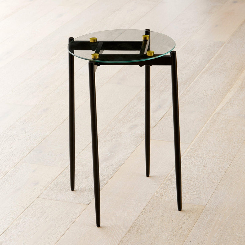 Damyia Glass Top End Table, Matte Black