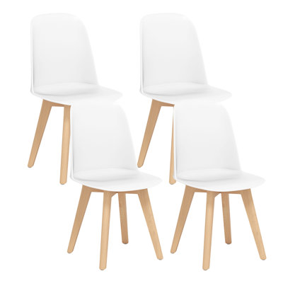  Ensemble de 2 chaises de cuisine modernes sans accoudoirs, capacité de charge de 330 lb, blanc