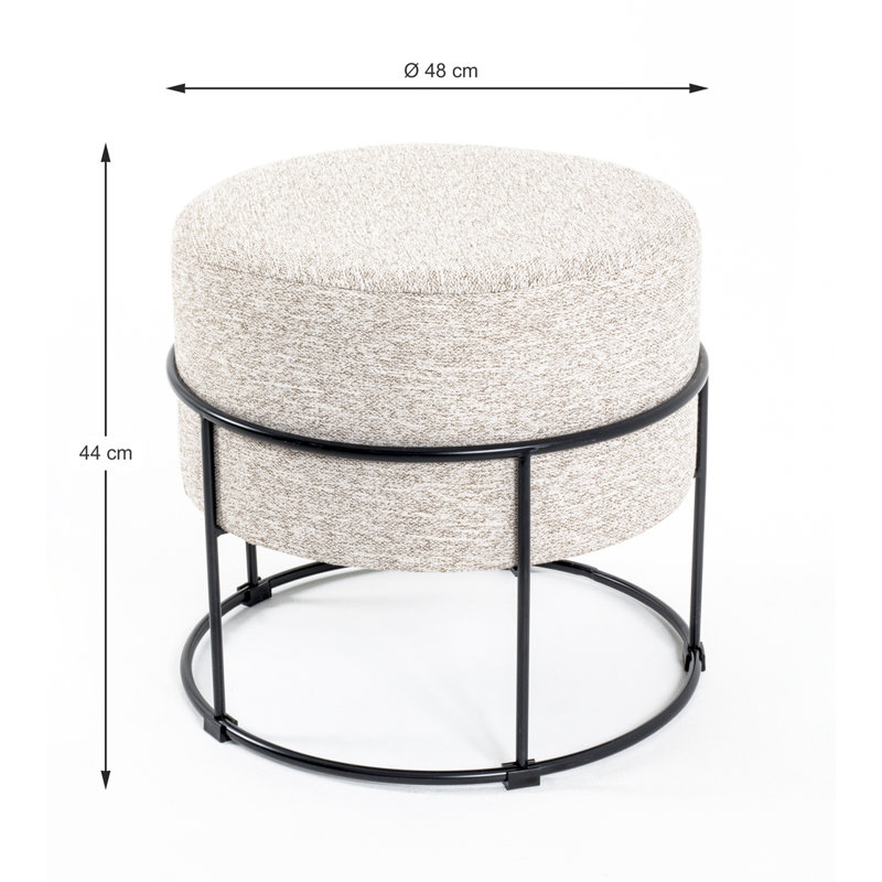 Carovilli Steel Accent Stool, Cream