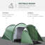 Lacey-Anne 2 Man Tunnel Tent Sewn-in Groundsheet 426 x 206 x 154cm Dark Green