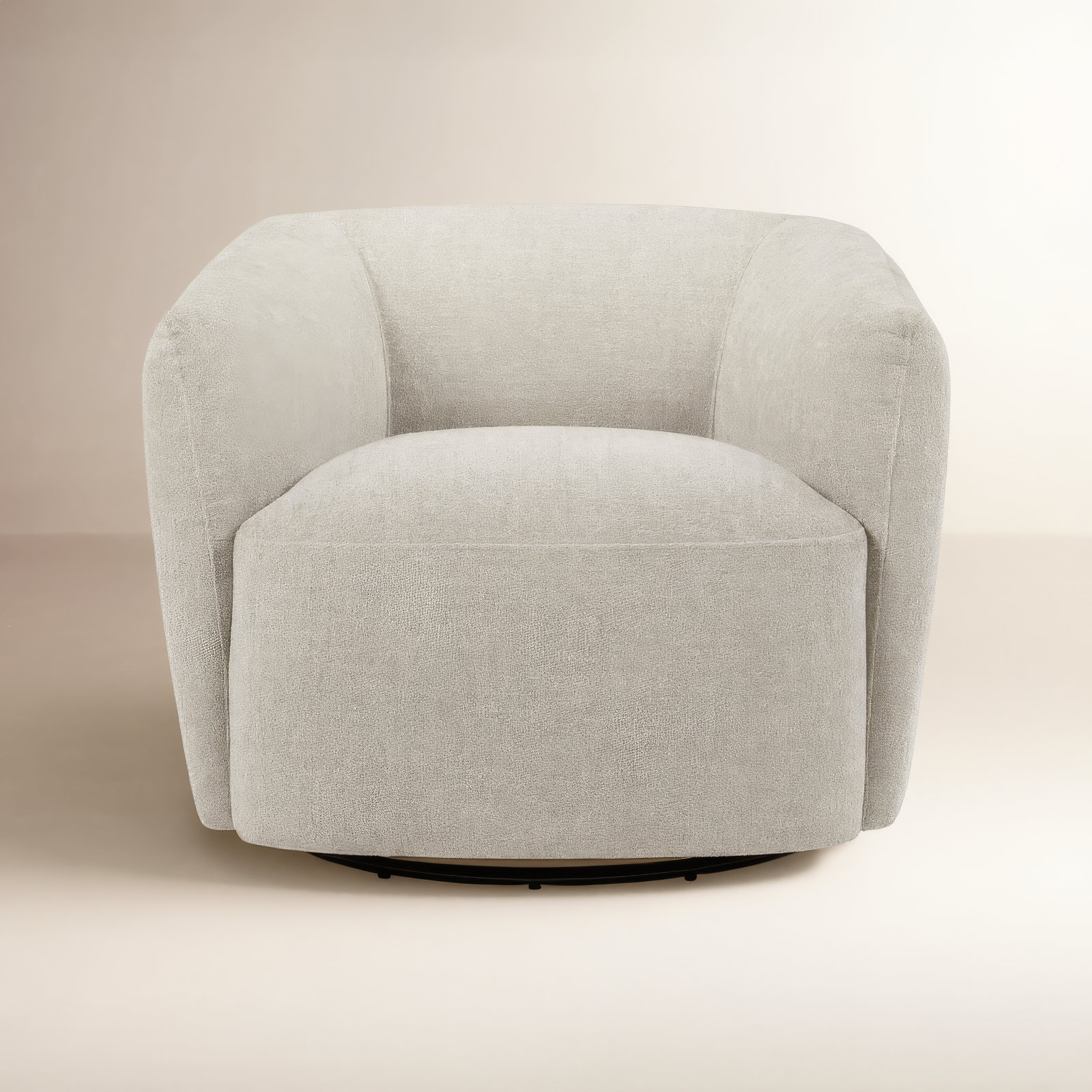 Jeremiah Pine Swivel Armchair, Magnolia Sand Tweed